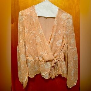 Express flowy tie front floral dressy shirt